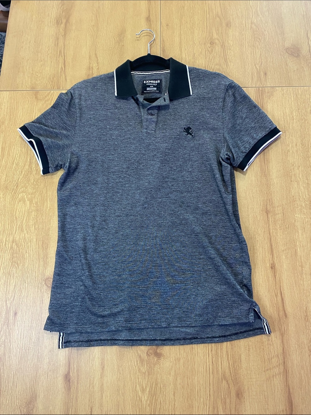 Express Men’s Charcoal Heather Polo with Black Contrast Collar